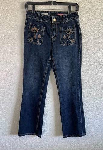 Pilcro  Embroidered Flower Flare Boho Jeans