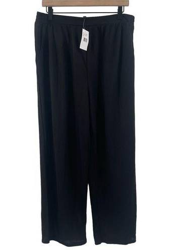 Bobeau  Pull On Pants Size Large Black Wide Leg NWT Rayon Nylon Blend Cropped