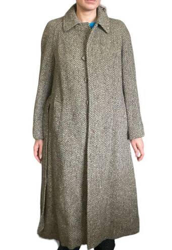 Burberry  Irish Tweed Belted Vintage Wool Trench Coat sz 14 Long