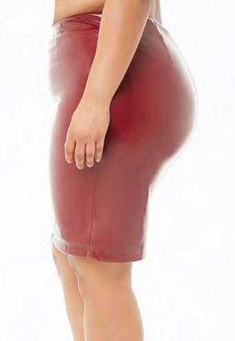 Forever 21 Plus Burgundy Leather Skirt 0X New