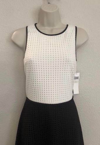 London Times NWT  black & white mesh dress. Sz 4