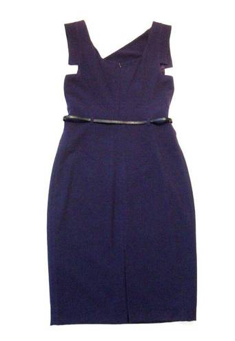 Black Halo NWT  Jackie in Plum Dark Purple Crepe Sheath Dress 8 $375