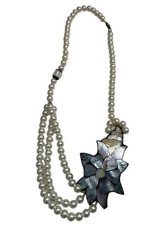 Lee Vintage  SANDS - Mother of pearl faux pearl beaded jewelry necklace - tropica