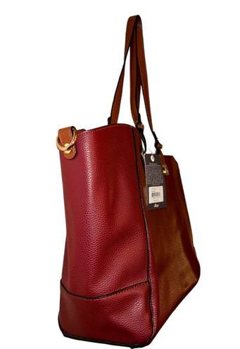 Krass&co NWT Authentic G.H. Bass &  Red and Orange Leather Tote Bag Made in USA