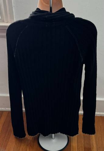 Banana Republic Luxury Cashmere Blend Black Wool Cashmere Deep Cowl Neck Cable Knit Sweater, size S