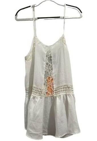 Collective Concepts  White Eyelit Smock detail cami top, NEW