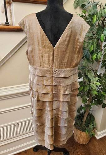 London Times  Women's Brown Rayon V-Neck Sleeveless Knee Length Dress Size 14W