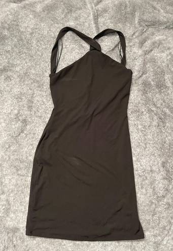 Naked Wardrobe Ribbed Halter Dress Crossback