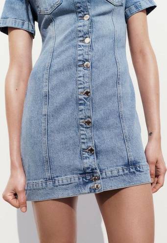 ZARA Dress mini denim jeans button up collar casual short sleeve