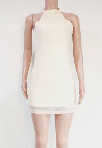 Alythea  Cream Sparkling Sequin Bodycon Mini Dress Sz M