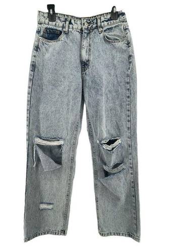 Pretty Little Thing : Denim Acid Wash Baggy Ripped High Rise Boyfriend Jeans Size 4