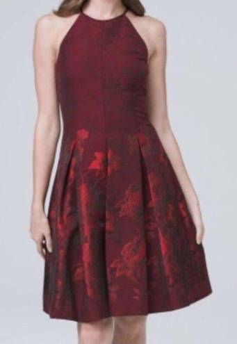 White House | Black Market NEW  Red Floral-Jacquard Fit-And-Flare Dress