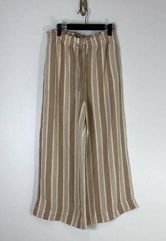 Madewell  Smocked Huston Pull-On Crop Pants in Stripe Size S