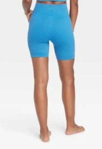 JoyLab Women's High-Rise Ribbed Seamless Bike Shorts 6" -  Blue S - NWT