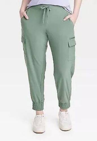 All In Motion  Flex Woven Mid-Rise Cargo Joggers - Green Women's XXL