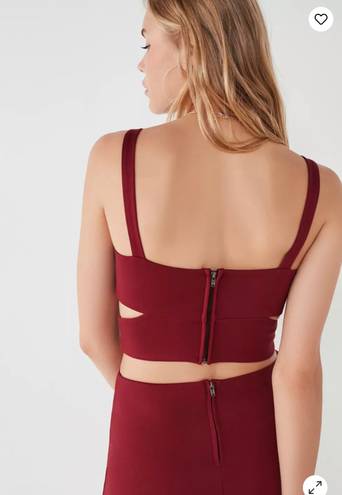 Urban Outfitters UO Cut-Out Cropped Two-Piece Set Maroon 