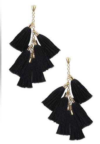 Ettika NWT  daydreamer tassel 18k gold plated earrings in black fabric