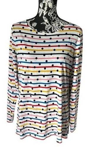 The Comfy Boden Stripes Ahead polka dot tshirt long sleeve size 14