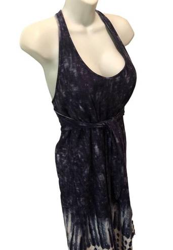 Patagonia Kiawah Island Dress L Blue Tie Dye Racer Back Front Tied Knee Length