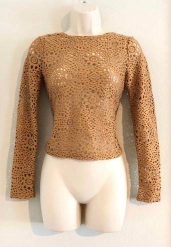 Say What? NWOT  camel colored lace top. Sz Small