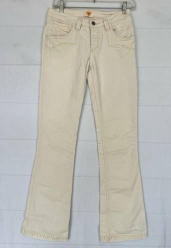 Antik Denim  Women's Cream Low Rise Bootcut Jeans Size 25 Western Button Fly