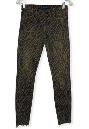 Black Orchid  Jeans Womens 2 26" Carmen High Rise Ankle Fray Brown Zebra Edgy