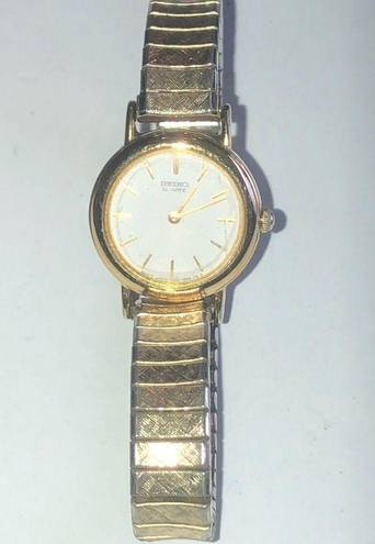 Seiko  Vintage Gold Tone Stretchy Speidel Band Retro Wristwatch Watch NEW BATTERY