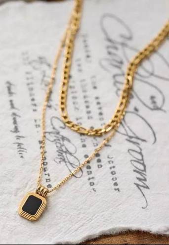 Onyx Necklace, Double Layered Necklace Set, Gold Necklace Set