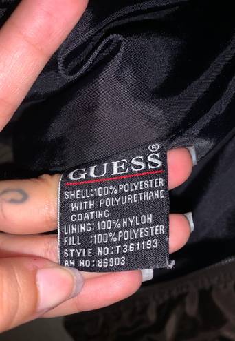 Guess Medium Cargo Y2K Style Embroidered Pocketed Zip Up Collared Puffer Jacket