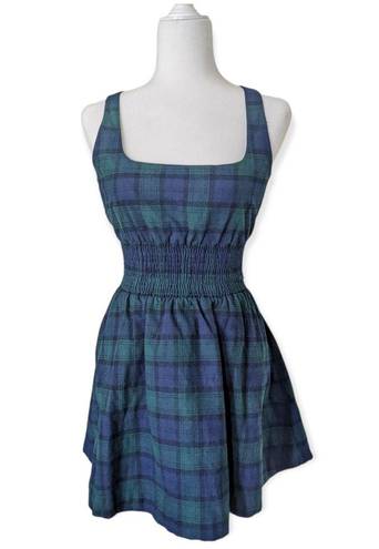 Hill House Home Cher Blue Stewart Plaid Mini Dress Size Small