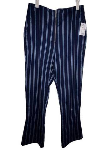 The Row STONE VOLCOM FUTURE ME STRIPE PANTS BLUE STRIPED HIGH WAISTED CROPPED ANKLE