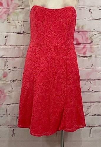 Lilly Pulitzer  Women's Strapless Vicki Island Lace Dress In Coral Size 8