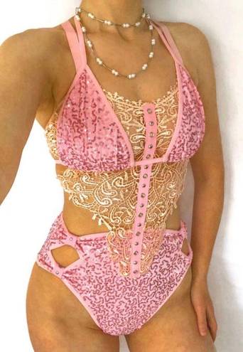 Visorant the Label Pink Mystery Rave and Festival Bodysuit