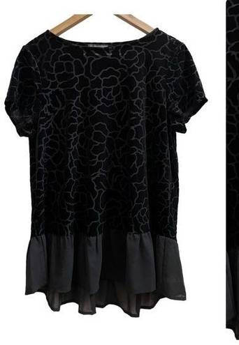 Adrianna Papell NWT  Black Velvet Peplum Top Size Large