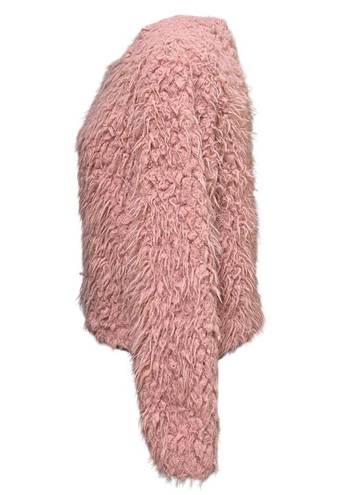 Candie's  Pink Fluffy Cropped Full Zip Jacket Furry Shag Coat Size Small