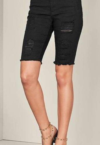 Bermuda P & P Jeans Women's Black Denim Button Distressed  Shorts Size 11/12