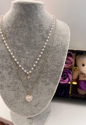 Love Pendant Double Collar Chain Necklace