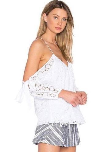 Parker  Camila White Cold Shoulder Crochet Eyelet Flirty Fun Blouse Top [size M]