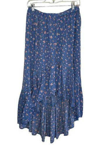 American Eagle  Blue Floral High-Low Maxi Skirt