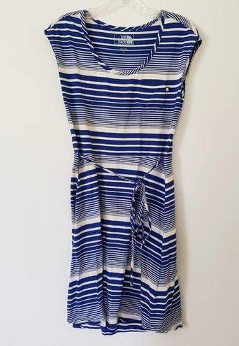 The North Face  Casual Knee-length Dress Cotton Modal Blue White Stripes Size XS