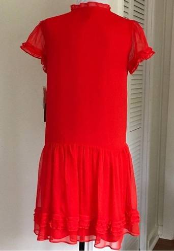 CeCe  Apple Red Midi Dress Size Small Gold Accent Buttons New