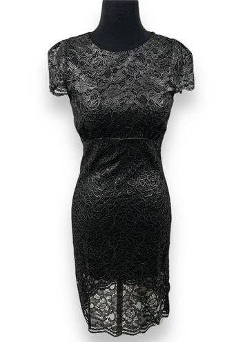 L'Agence L’AGENCE Black & Silver Sheer Floral Dress