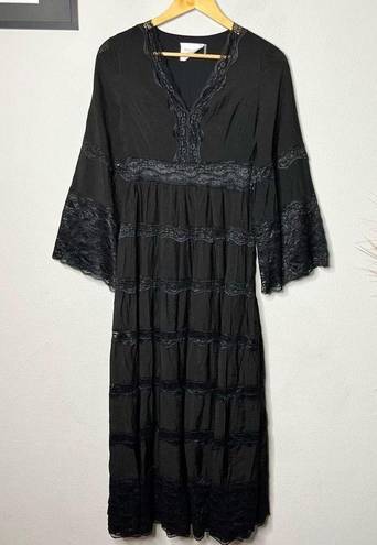 Tuckernuck  Hyacinth House Dress Lace Black Lydia Boho Maxi Dress Sz XXS