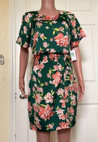 Kensie NWT  Womens Crepe Midi
Short-Sleeve Sheath Dress Green Multi Size 8