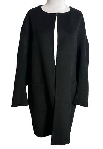 Vince  Reversible Two Face Wool-Cashmere Open Placket Coat black Sz M