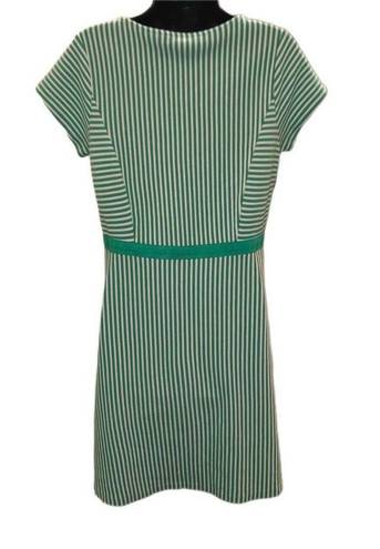 Isaac Mizrahi  LIVE! Green and White Stripe Short Sleeve Fit and Flare Dress - si