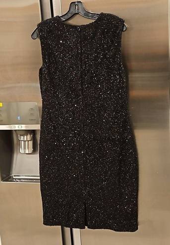 St. John 💕💕 Sequin Tweed Knit Sleeveless Shift Dress Black Gold Metallic 10 NWOT