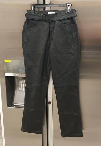 ANINE BING 💕💕 Connor Pant ~ 100% Leather Belted Straight Leg Black Small S NWT