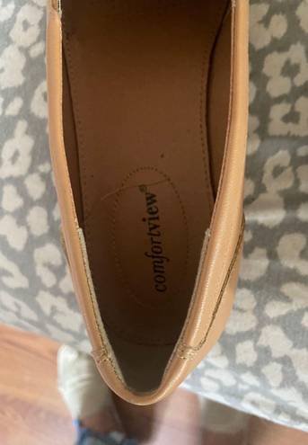 Comfort View Tan Camel Leather flat