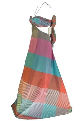 Alexis  Dusana Georgette Color Block Cut Out Bow‎ Back Maxi Dress Gown Size Small